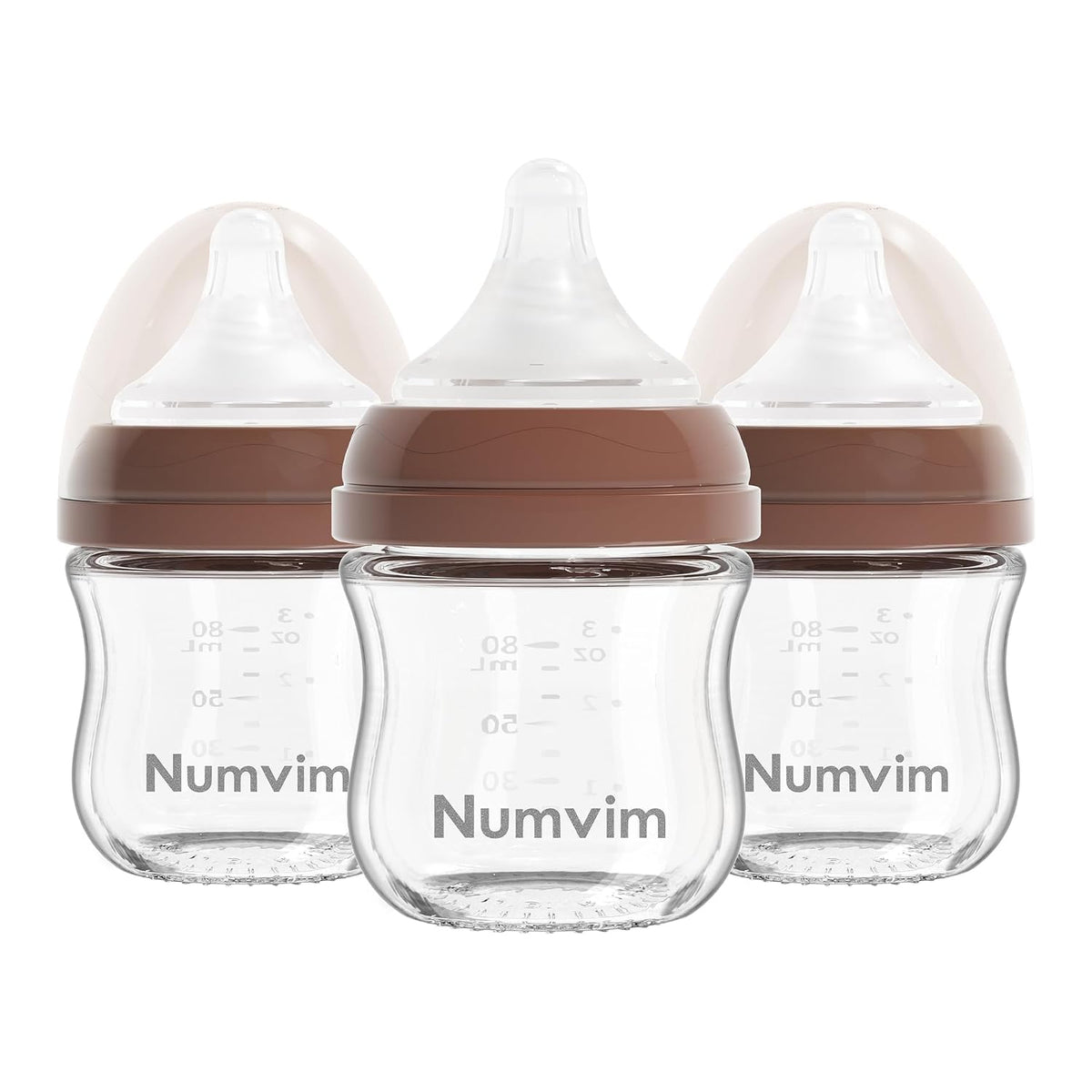 Numvim Biberones de vidrio natural de flujo suave y extra lento, bi...