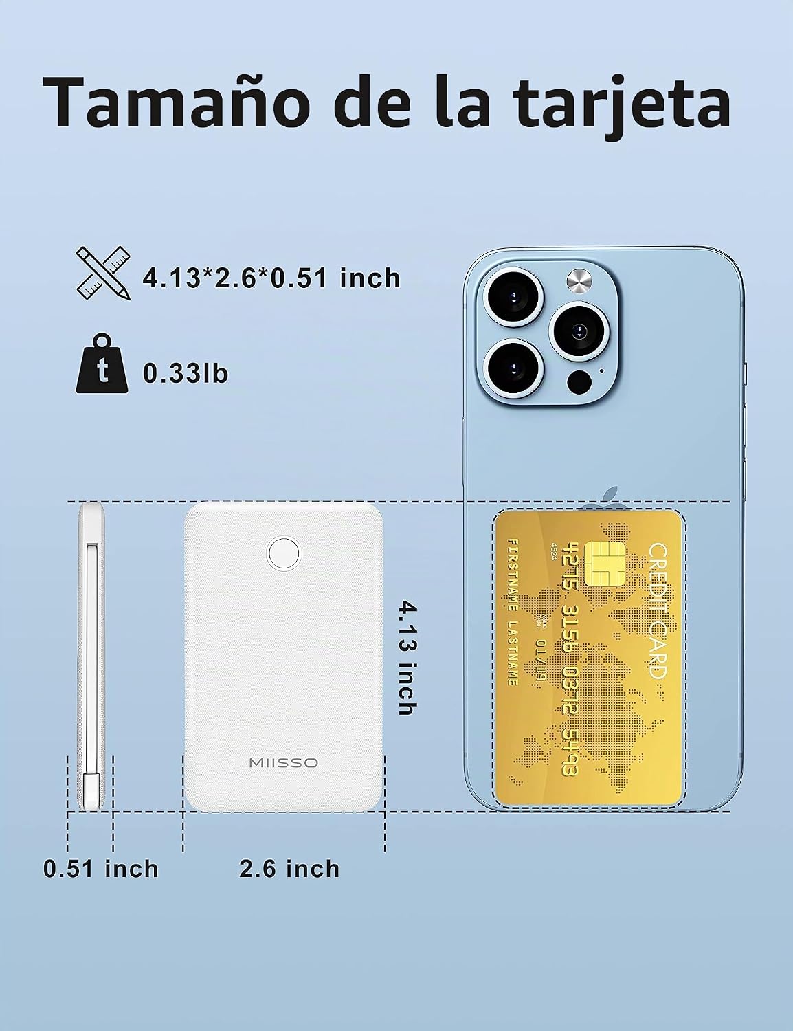 miisso - Cargador de batería portátil de 6000 mAh, ultradelgado con...