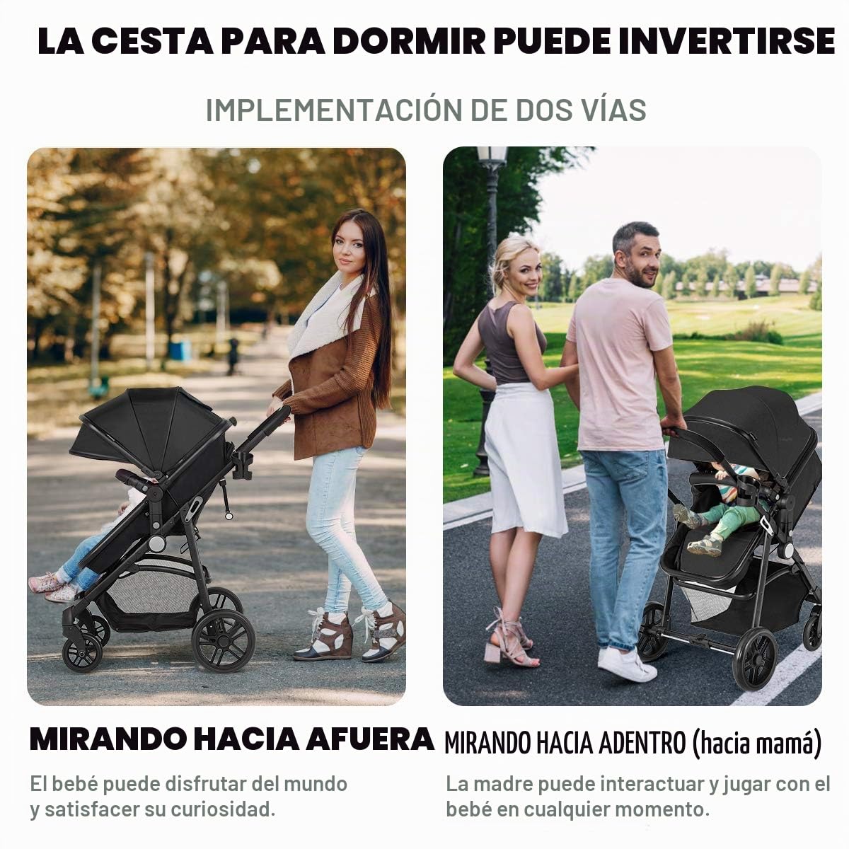 Baby Joy - Cochecito de bebé, 2 en 1 convertible para cochecito de...