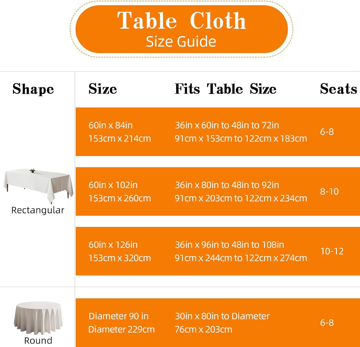 DRESSMAKER Paquete de 10 manteles rectangulares blancos de 60 x 102...