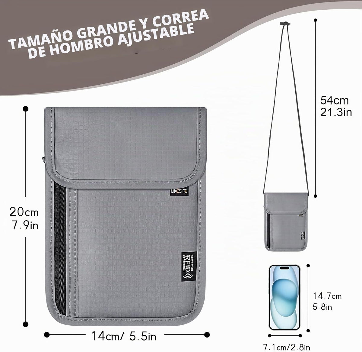 Likesing Funda para pasaporte familiar, bolsa para el cuello, bloqu...