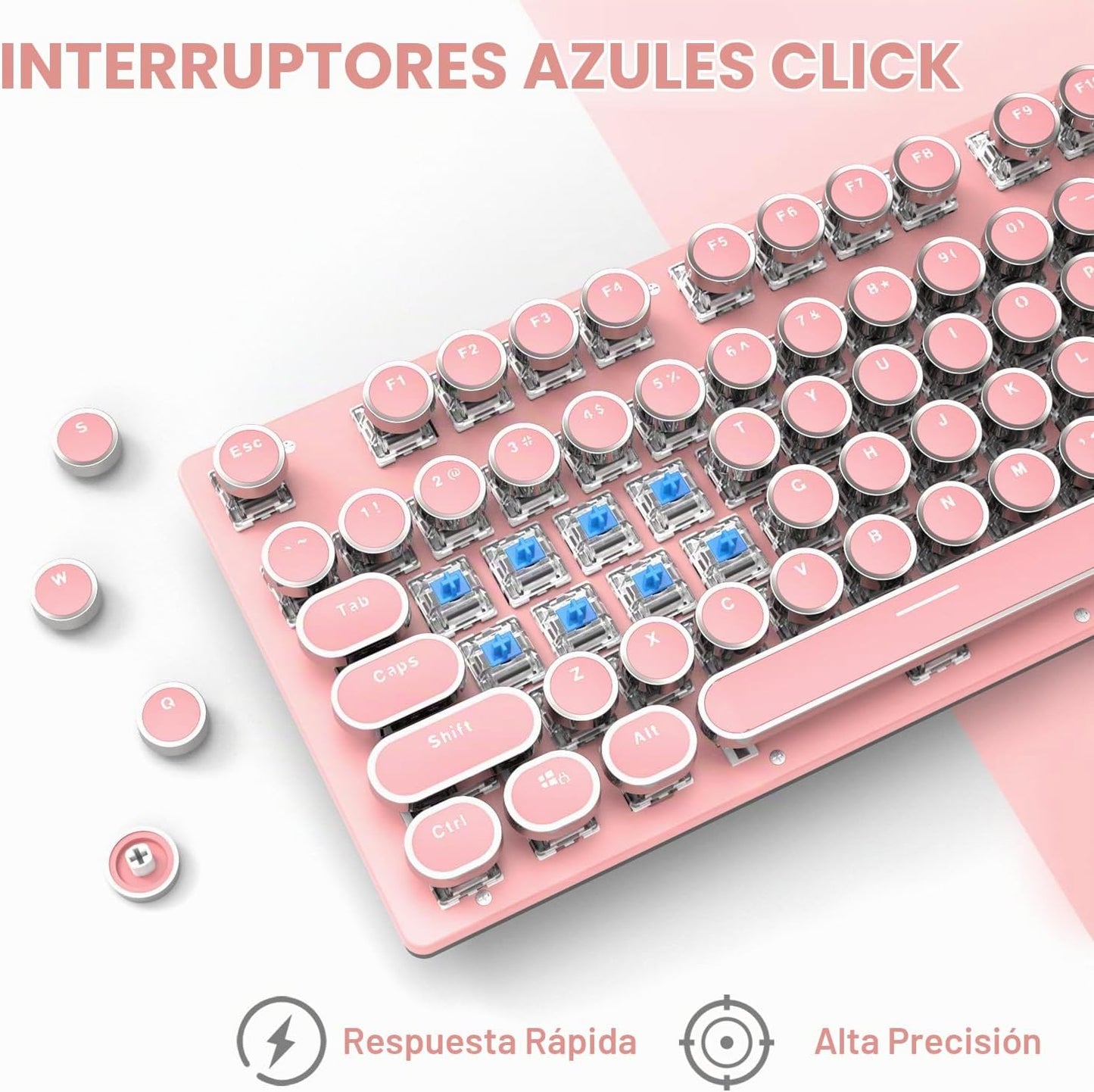 Teclado mecánico retro con cable para juegos, estilo máquina de esc...