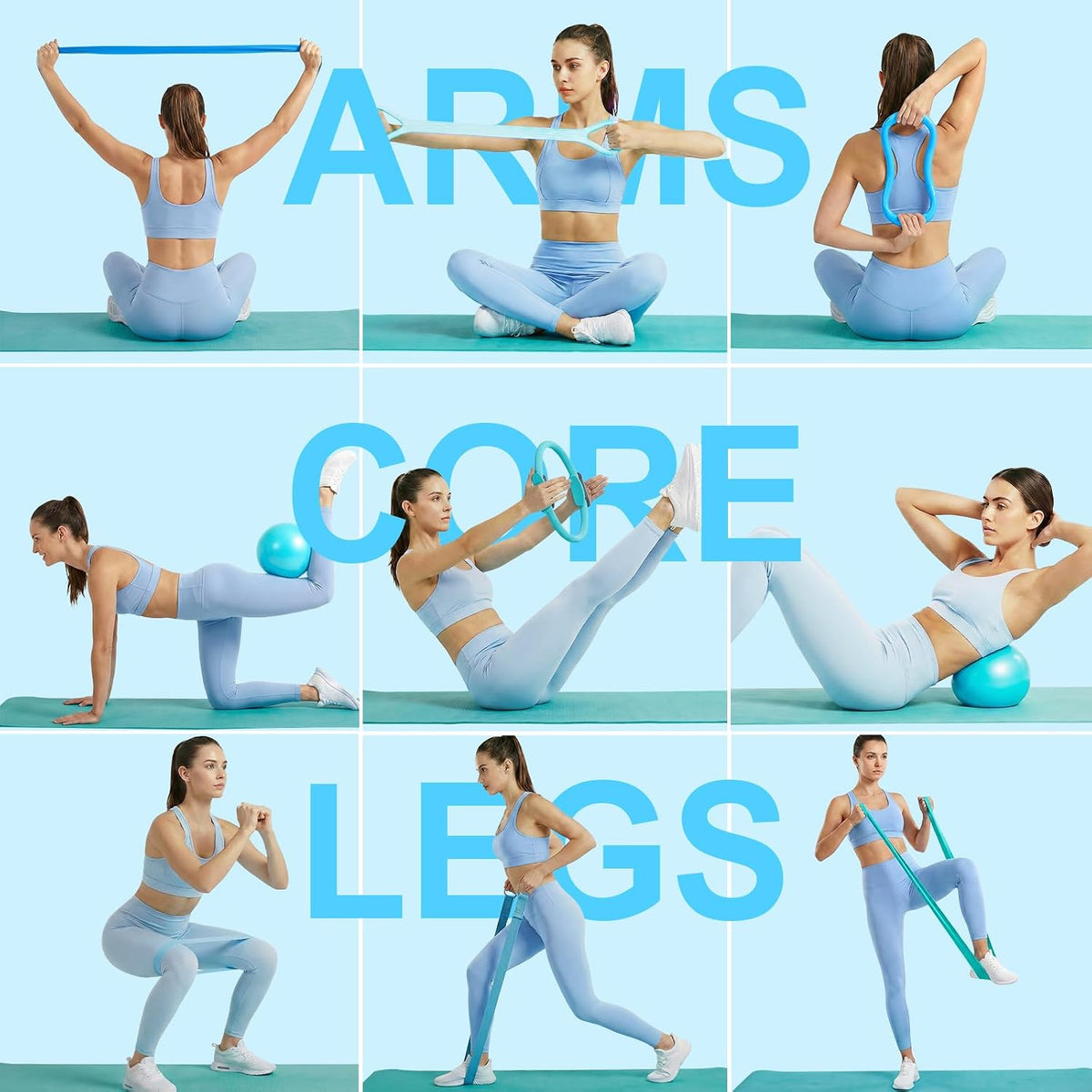 ElaraFit Home Juego de anillo y pelota de pilates para mujeres con...