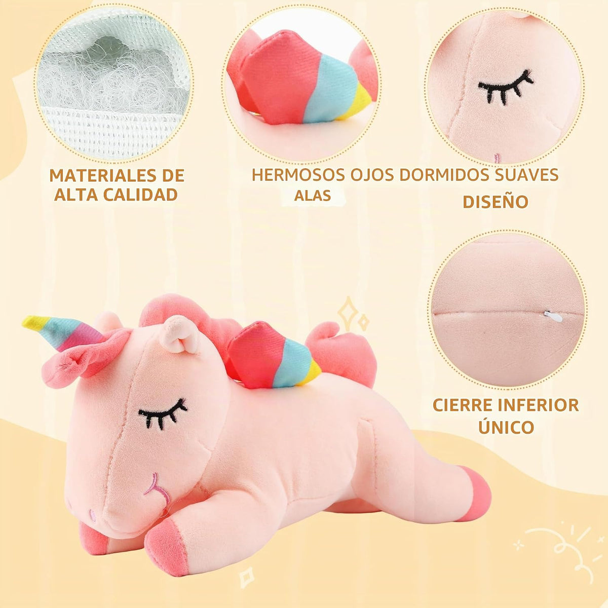 Animal de peluche de unicornio durmiente, juguetes de peluche de un...