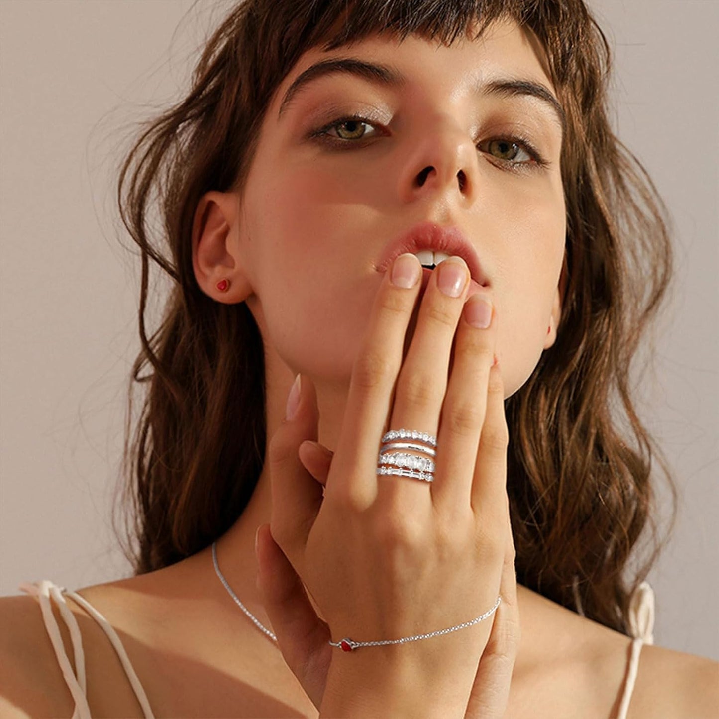 TOBENY Anillos de oro apilables para mujer sin deslustre, delicados...