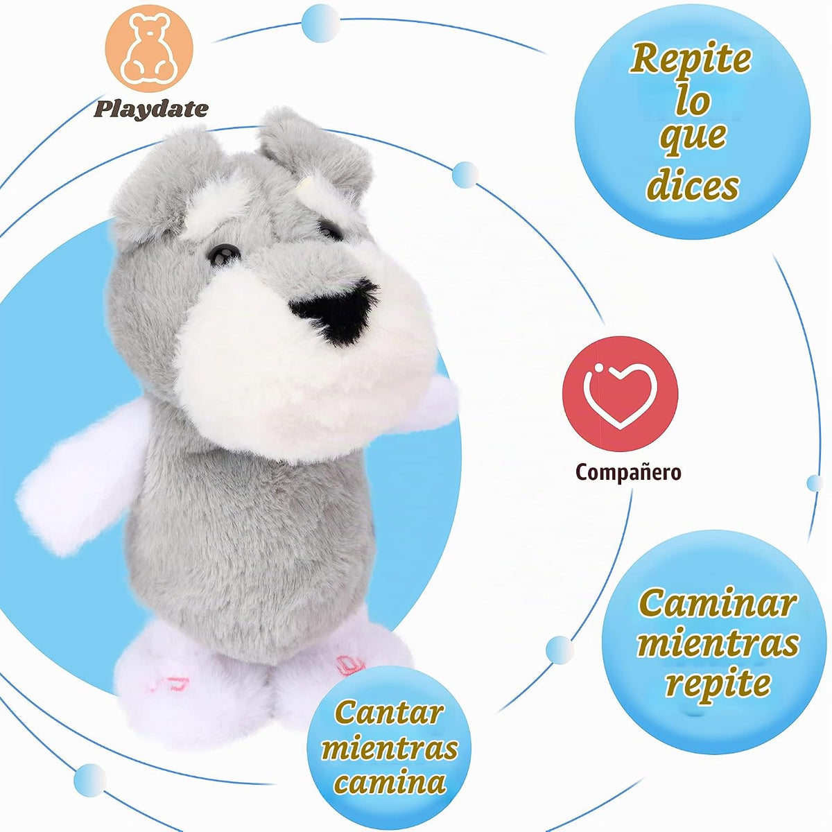 Hopearl Talking Schnauzer - Perro cantante repite lo que dices, cac...