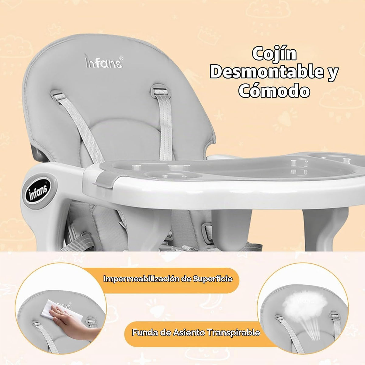 INFANS Silla alta 5 en 1 para bebé, juego de sillas convertibles pa...
