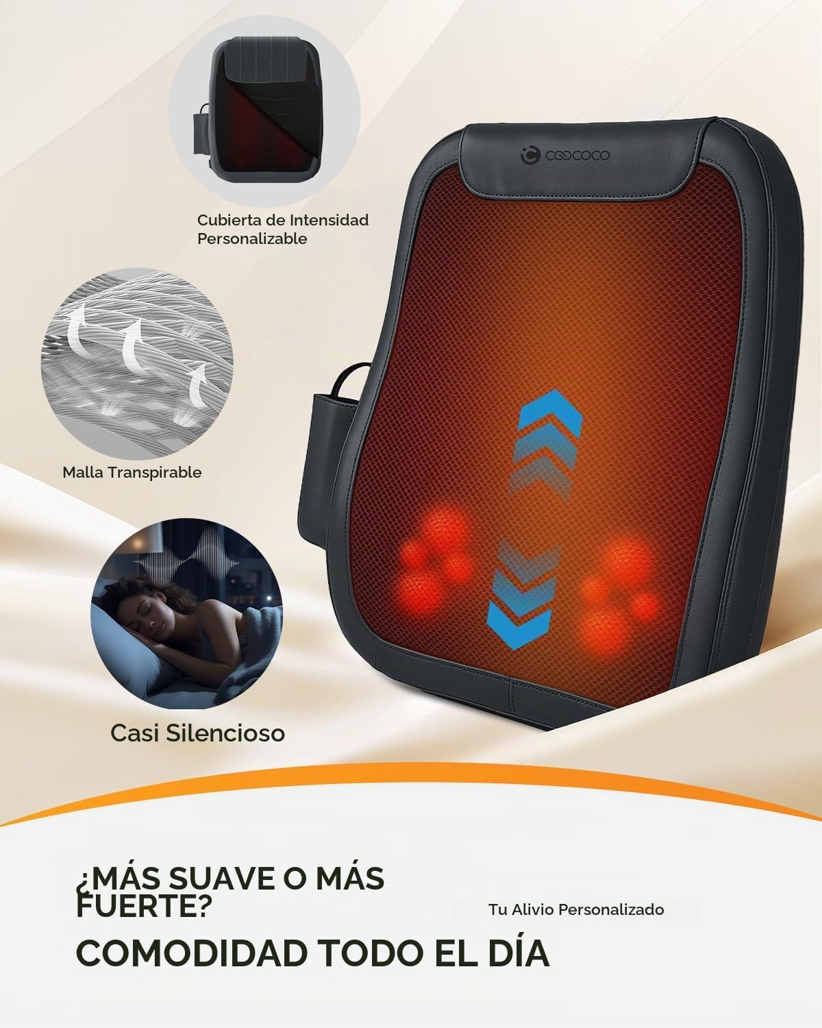 CooCoCo Masajeador de espalda baja con calor, masajeador de espalda...