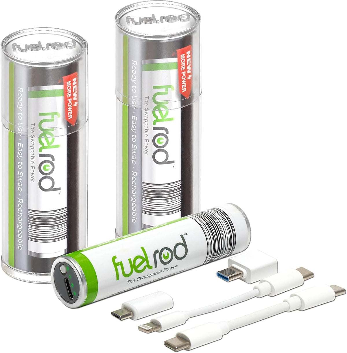 FuelRod Kit de cargador portátil USB-C, paquete de 2, incluye todos...