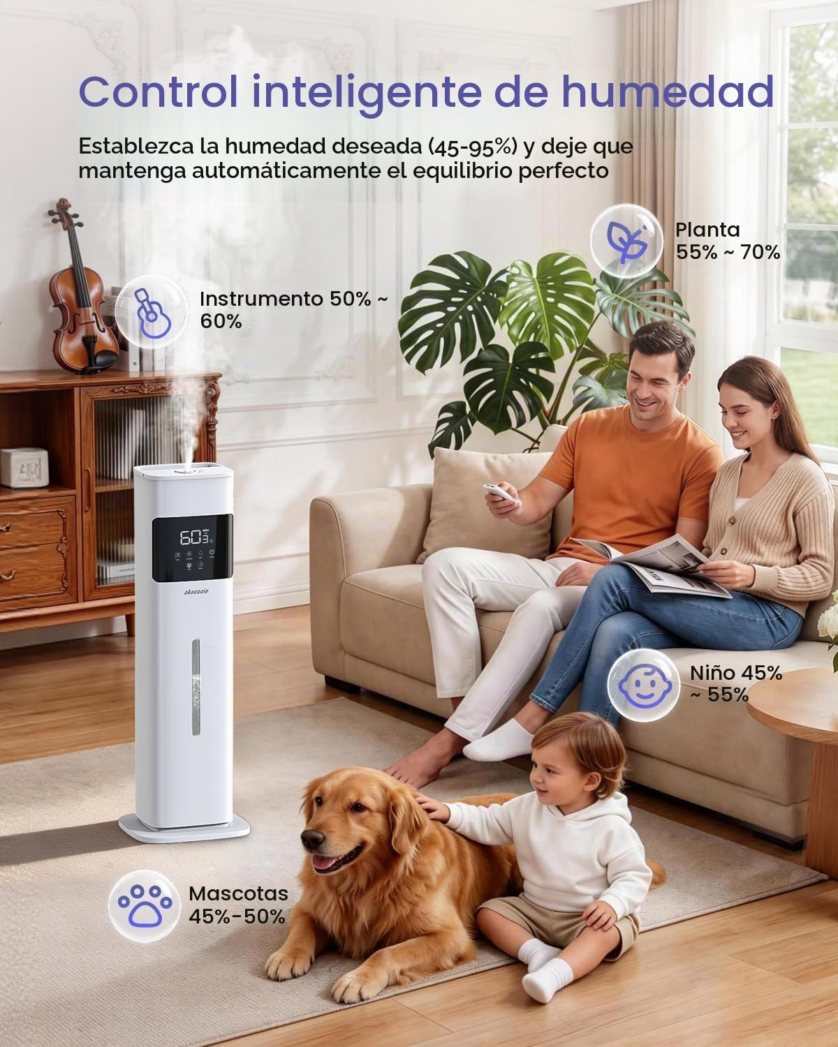Akacozie Humidificador para habitación grande, humidificador de nie...