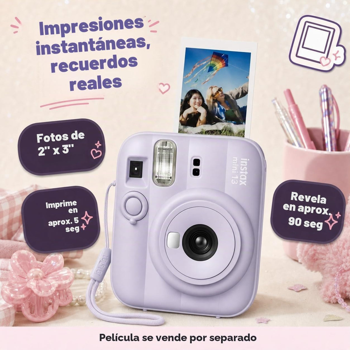 Fujifilm Instax Mini 13 Cámara instantánea Dreamy Purple + Paquete...