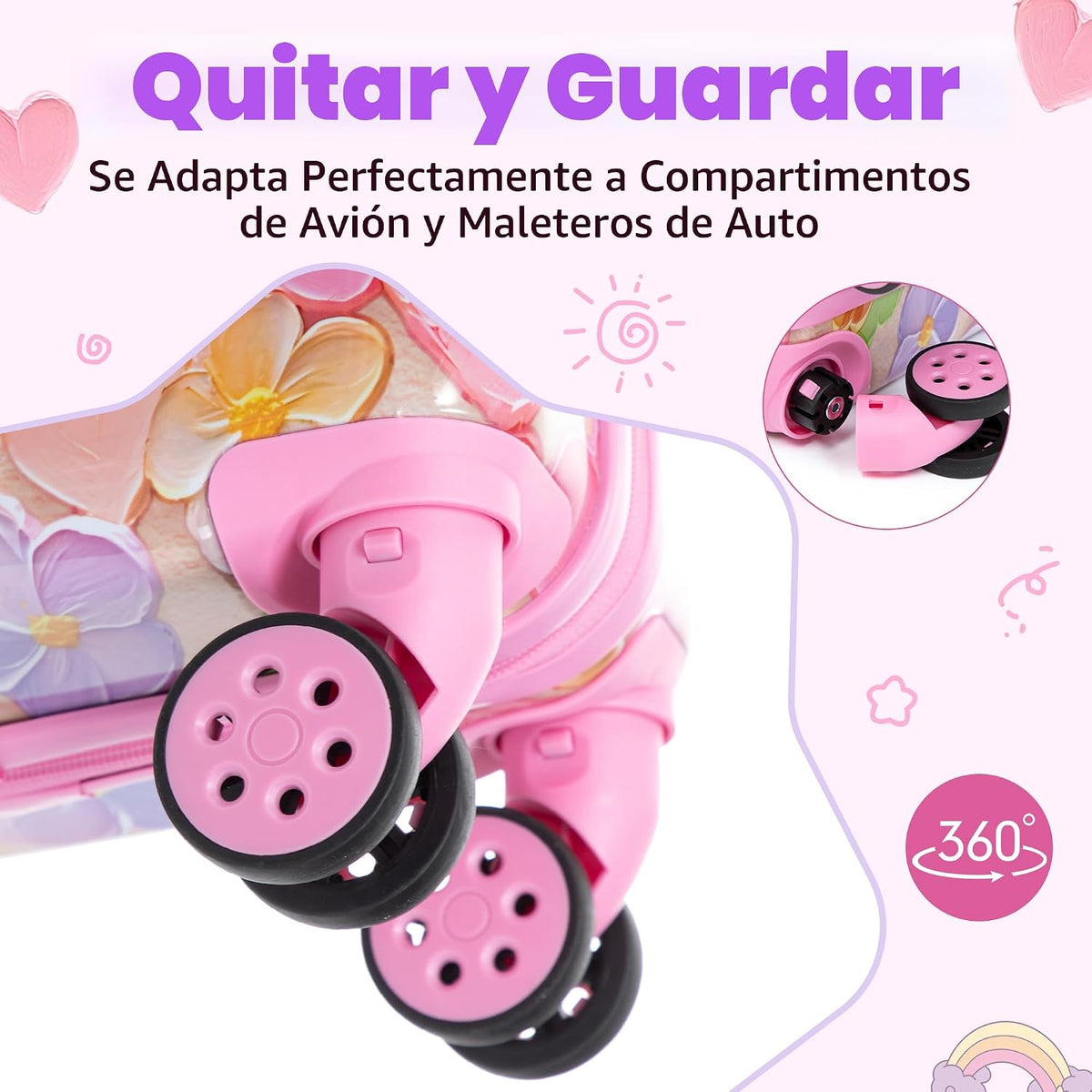 Juego de equipaje para niños de 16 pulgadas con ruedas giratorias,...