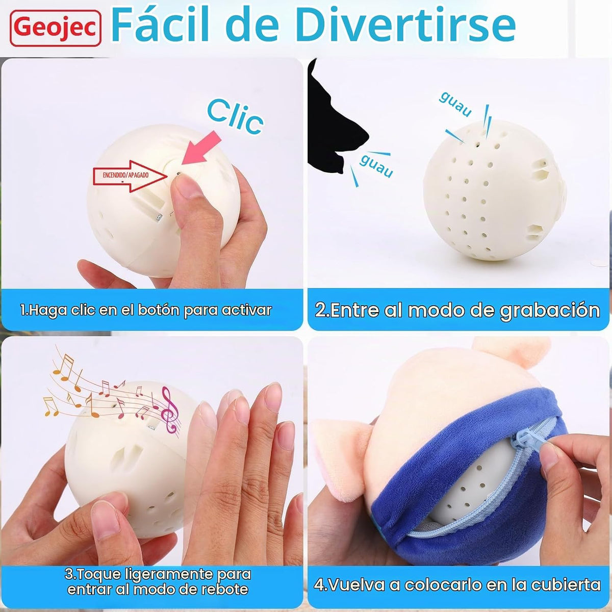 Geojec Juguetes interactivos para perros, juguetes chirriantes para...