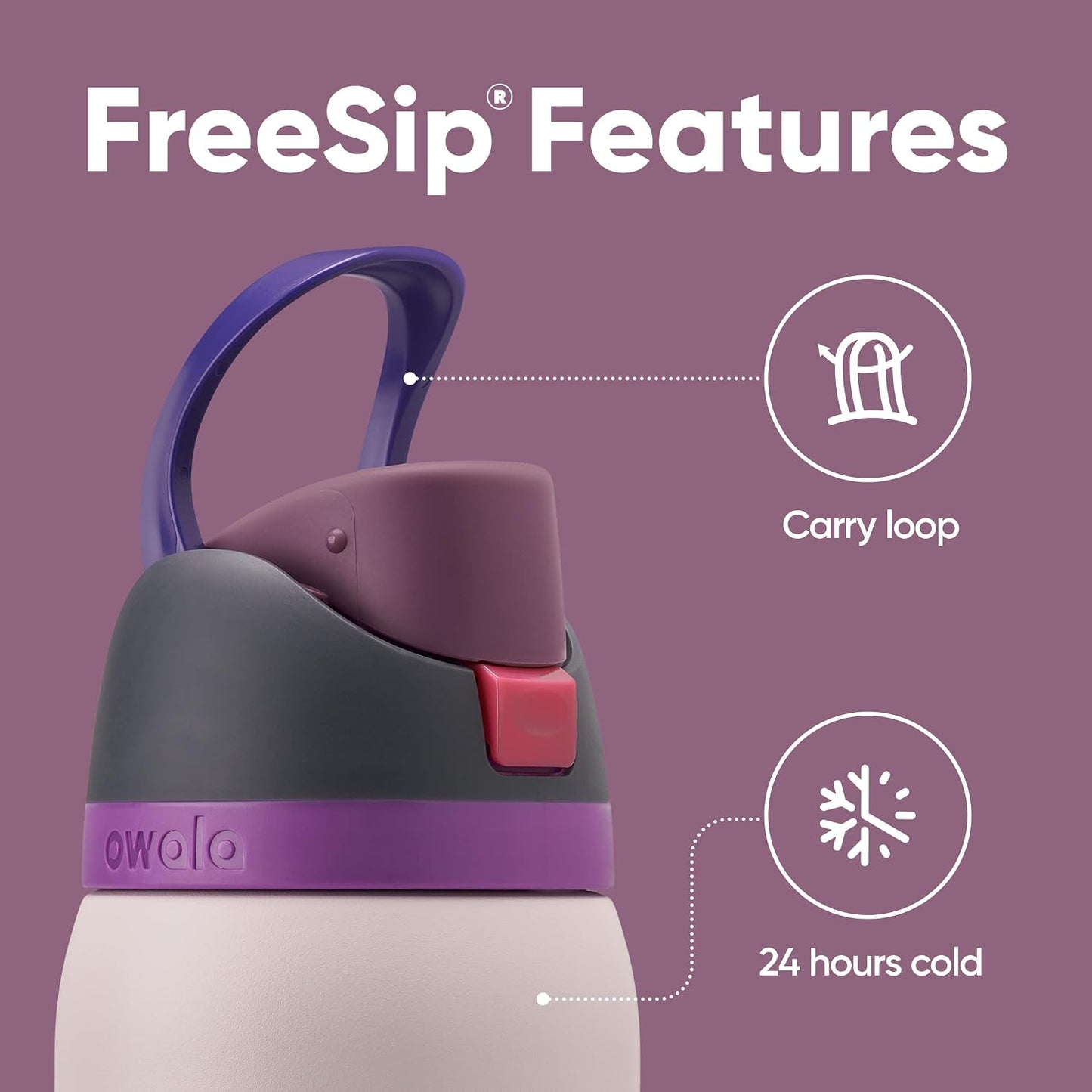 Owala FreeSip - Paquete de botella de agua aislada de acero inoxida...