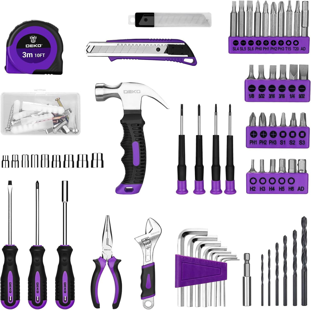 DEKOPRO Juego de herramientas: Kit de herramientas con taladro inal...