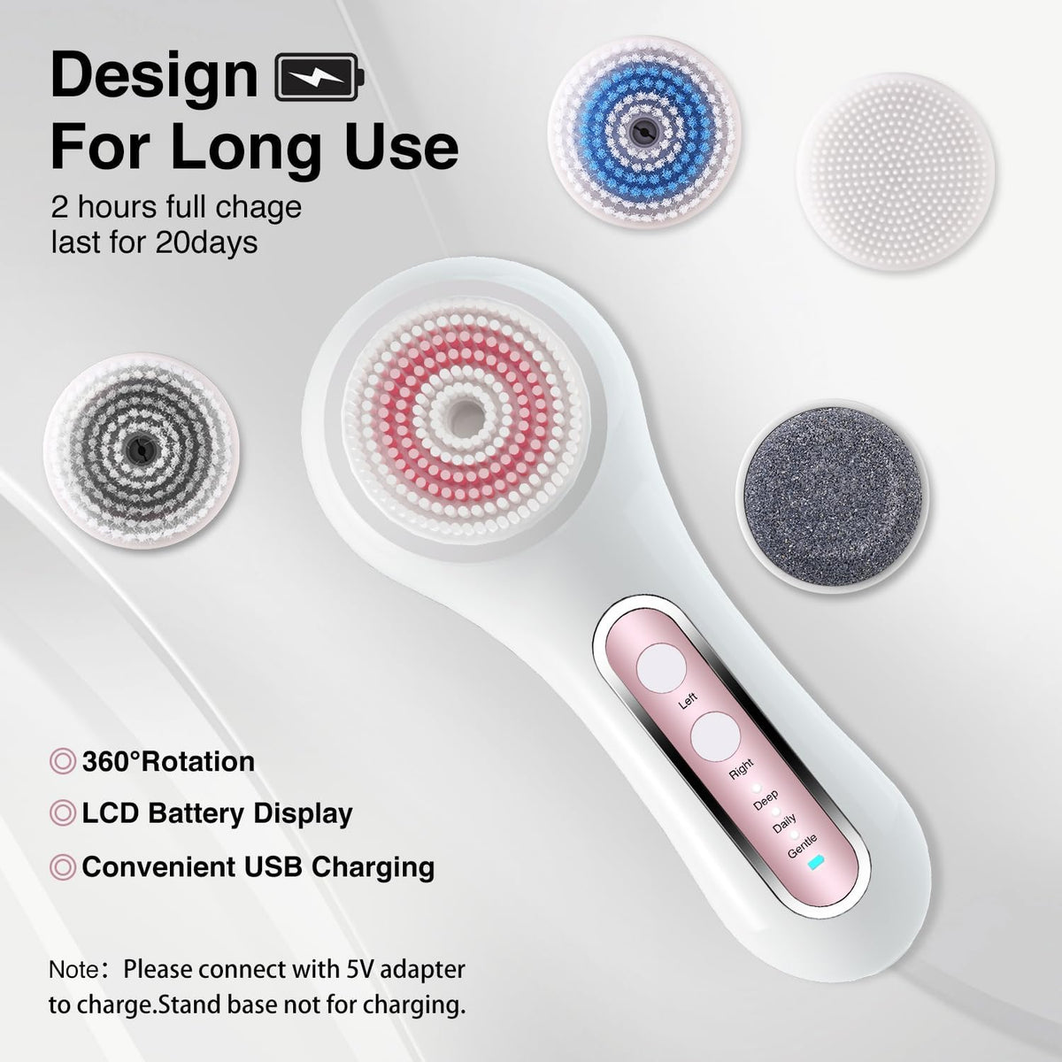 Umickoo - Cepillo de limpieza facial con luz LED roja y azul, dispo...