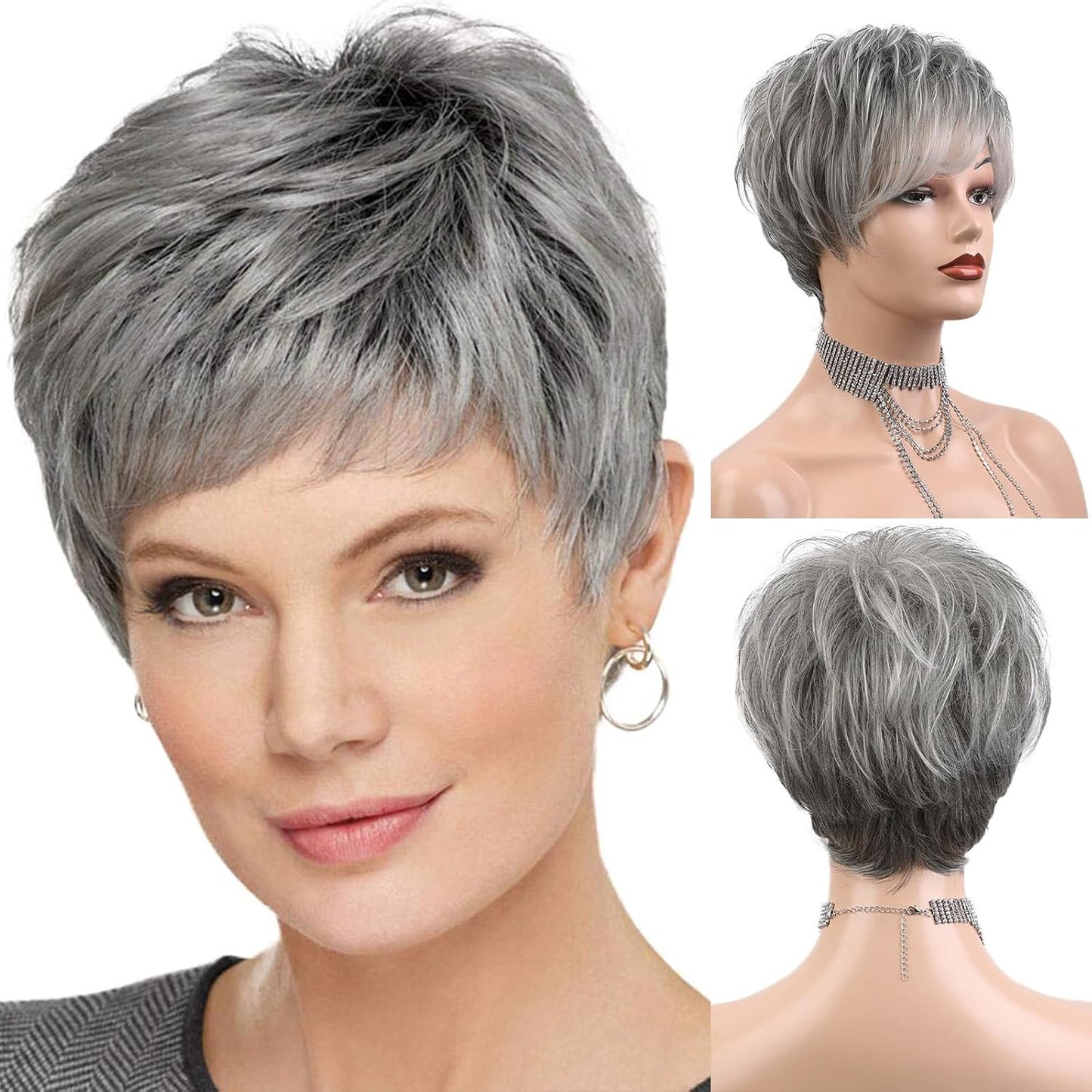 HAIRCUBE - Pelucas de cuidado fácil, pelucas de cabello humano con...