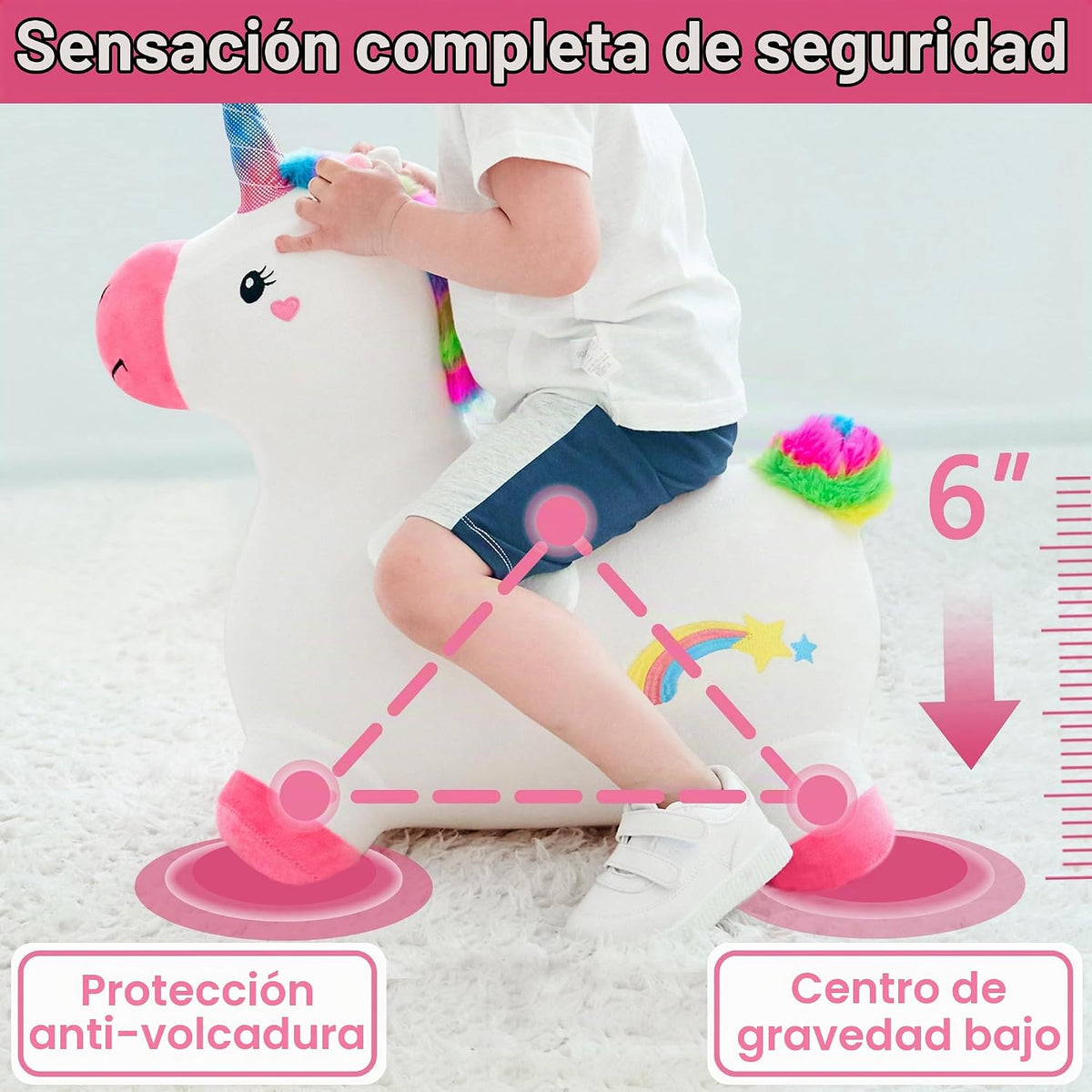 iPlay, iLearn Bouncy Pals Caballo Saltarín de Unicornio, Juguete In...