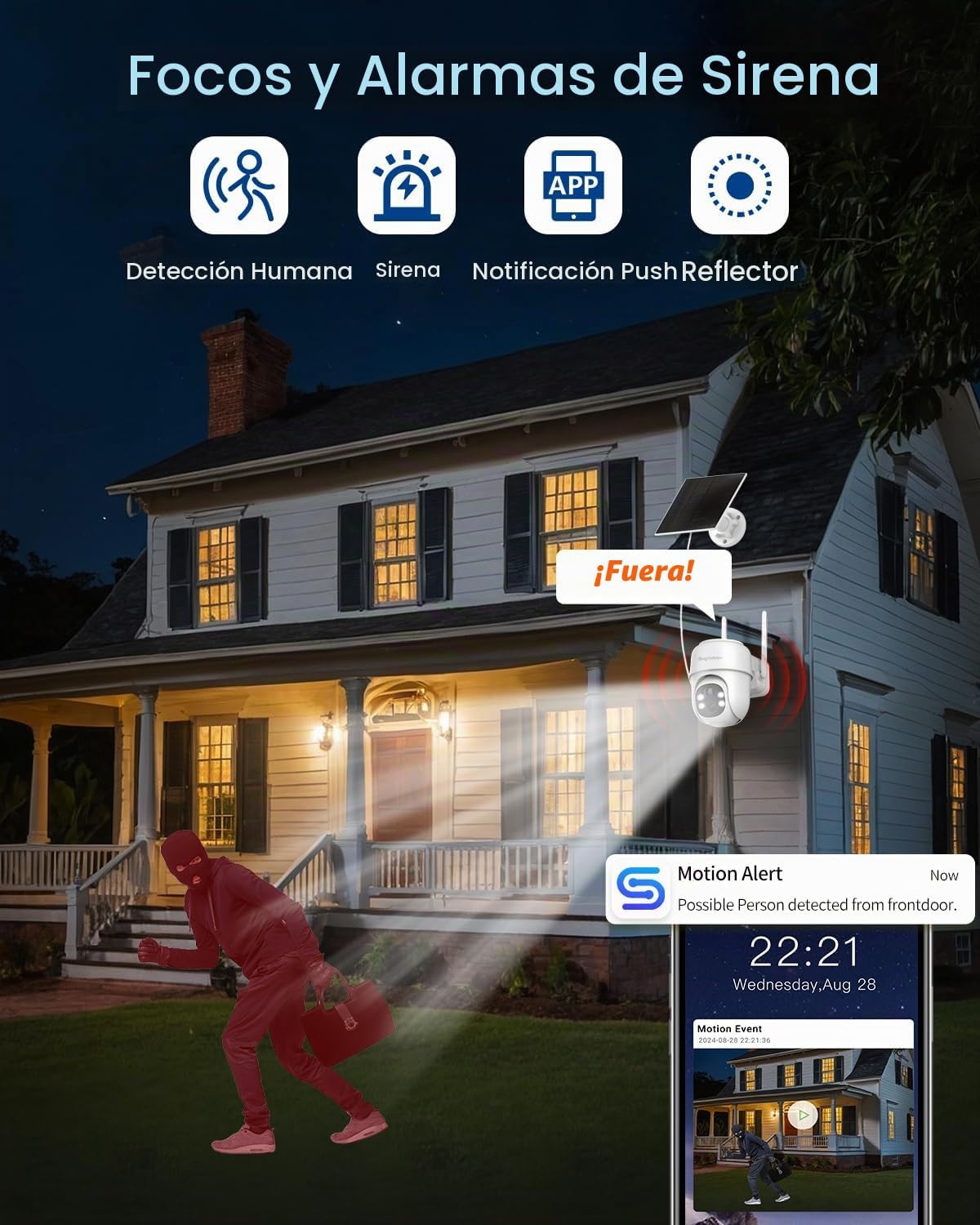 Septekon 2 paquetes de cámaras de seguridad PTZ 360° inalámbricas p...