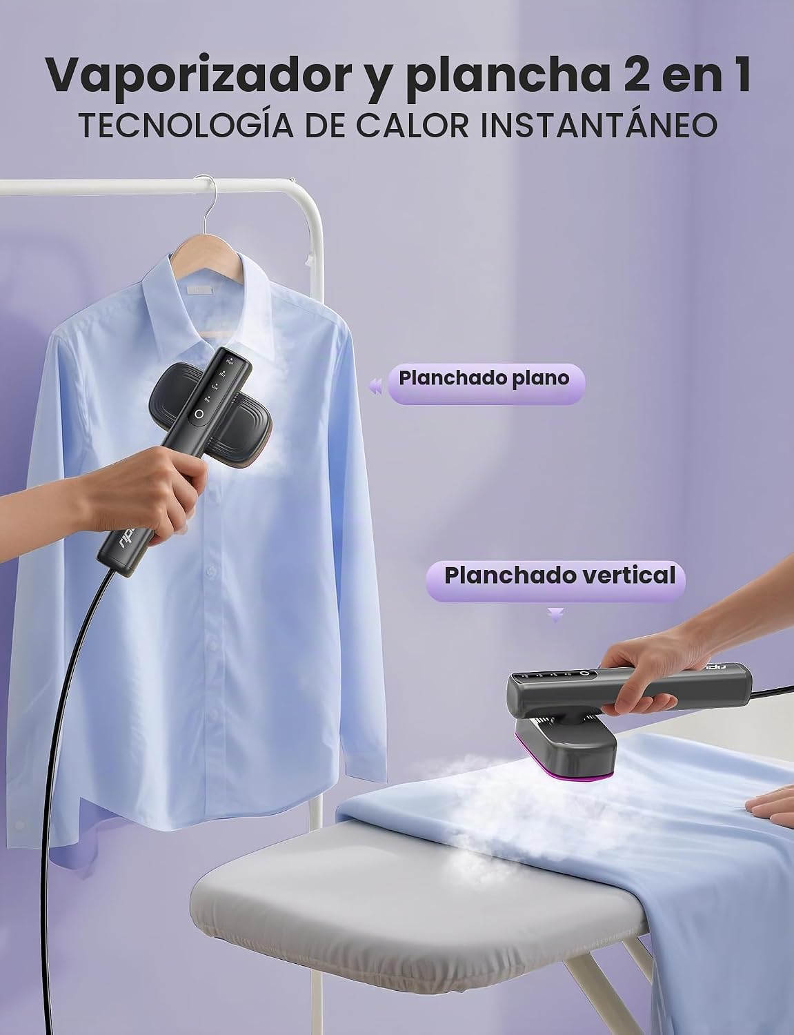 Sundu Vaporizador y plancha 2 en 1 para ropa, vaporizador de viaje...