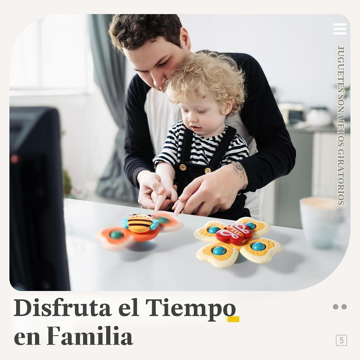 3 piezas Juguetes giratorios de ventosa para niños y niñas de 1 a 2...