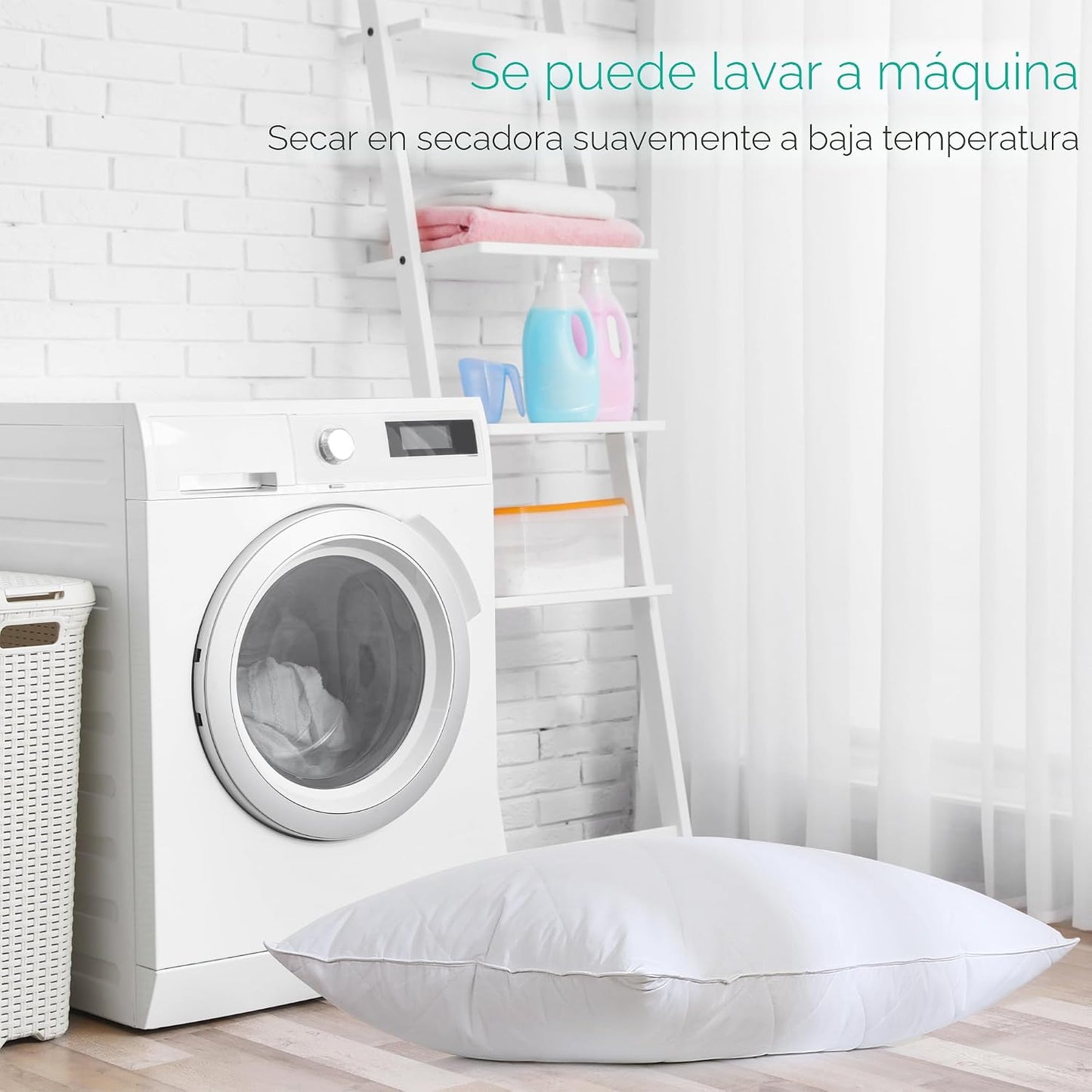 Paquete de 2 almohadas de plumas de ganso blanco. Funda de algodón...