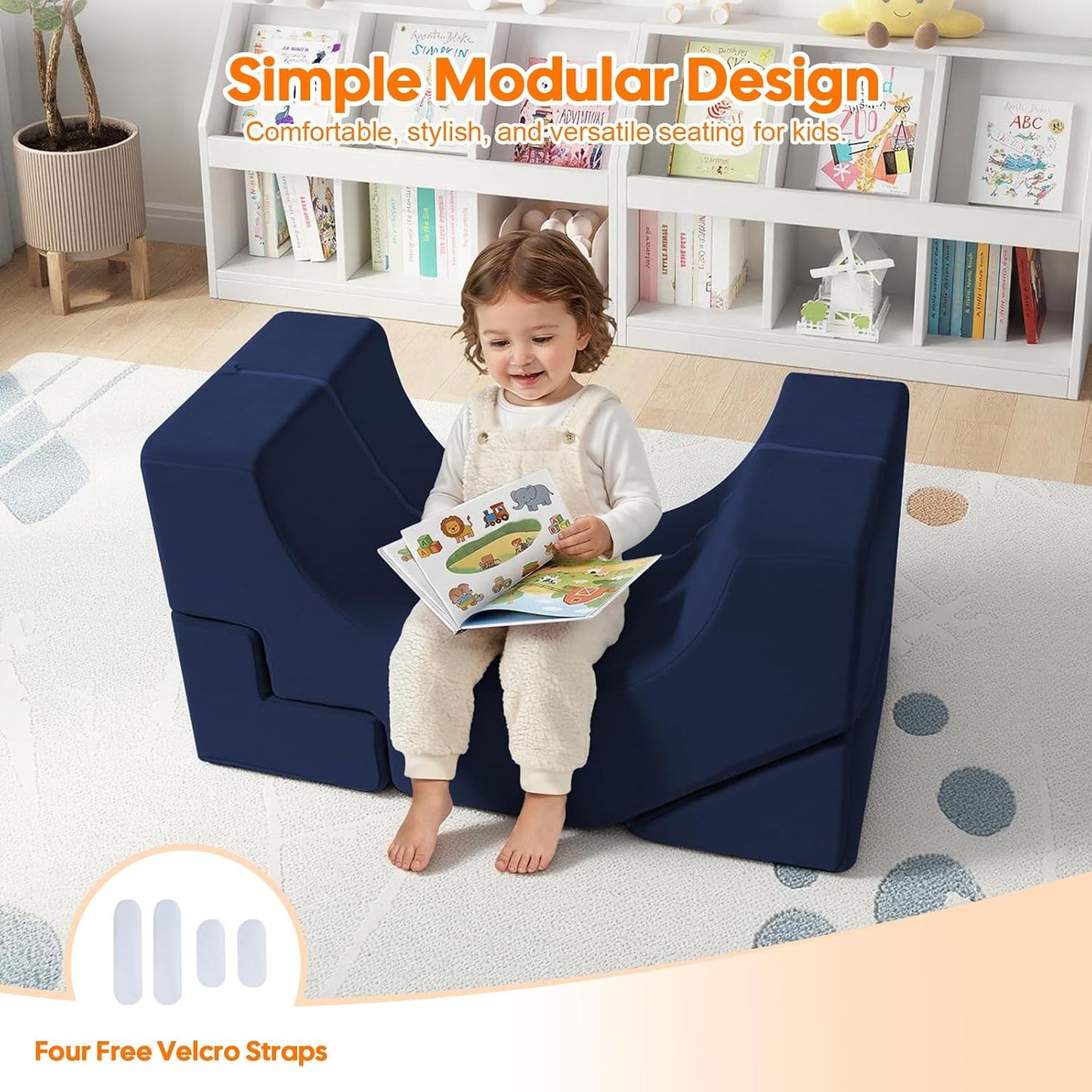 MeMoreCool Sofá infantil con tobogán y escalera, sofá de espuma con...