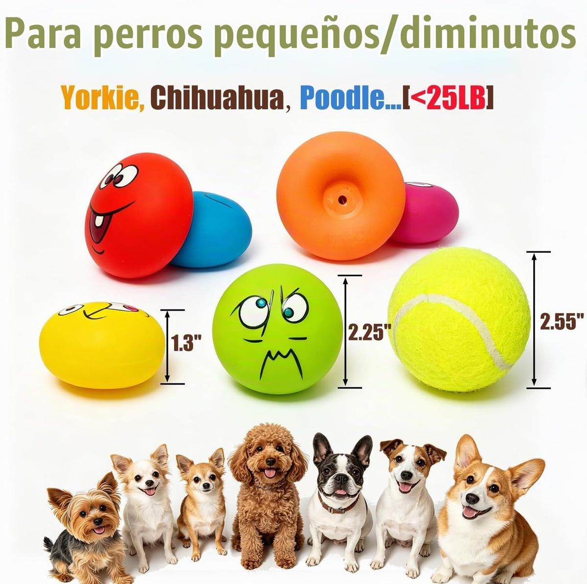 HOLYSTEED Juguetes chirriantes de látex para perros pequeños, mini...
