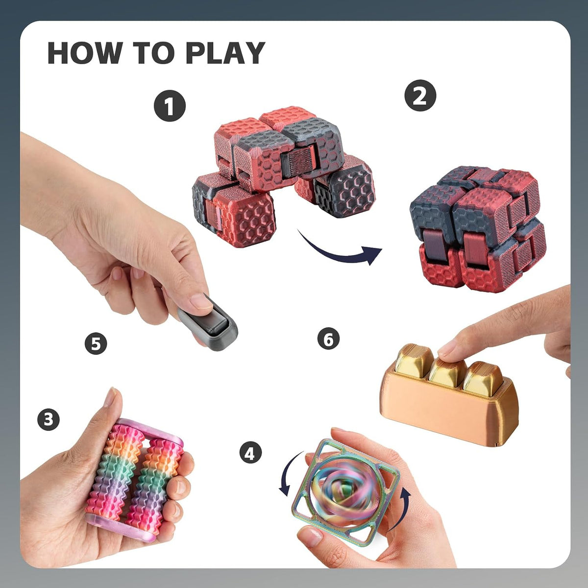 BBRUB Juego de juguetes para ansiedad con cubo giratorio infinito,...