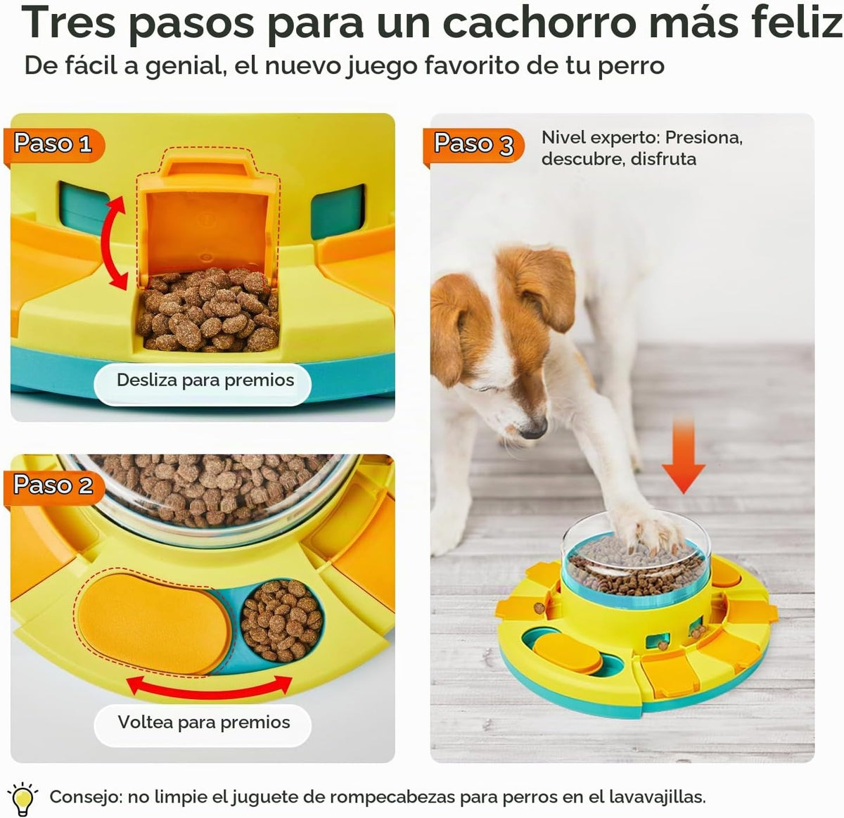 Potaroma Juguete de rompecabezas para perros de 2 niveles, alimenta...