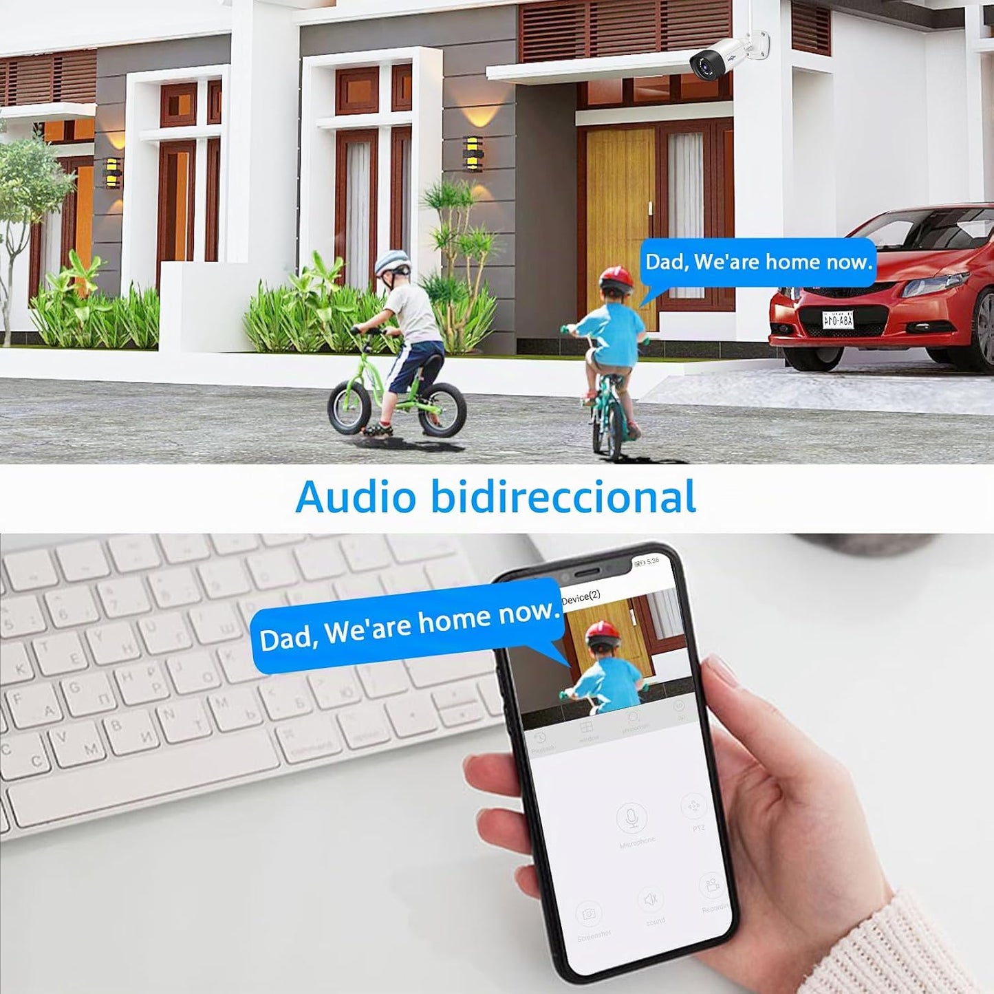 Hiseeu - Sistema de cámara de seguridad WiFi para exteriores de 5 M...