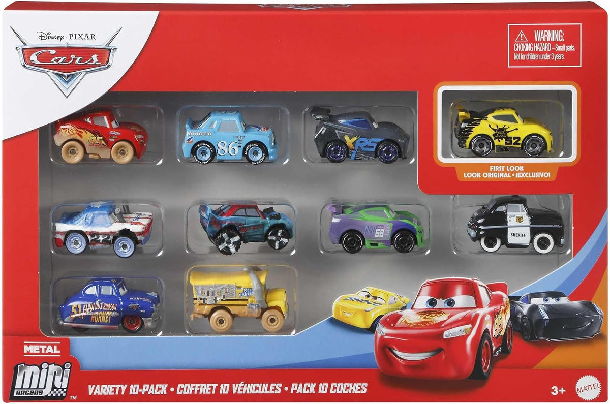 Mattel Disney Pixar Cars Mini Racers, paquete de 10 vehículos colec...