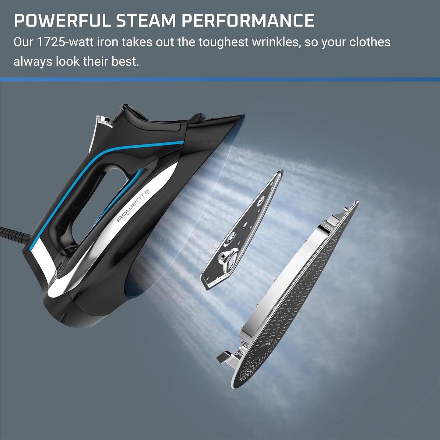 Rowenta, Plancha de vapor de acero inoxidable Smart Temp para ropa,...