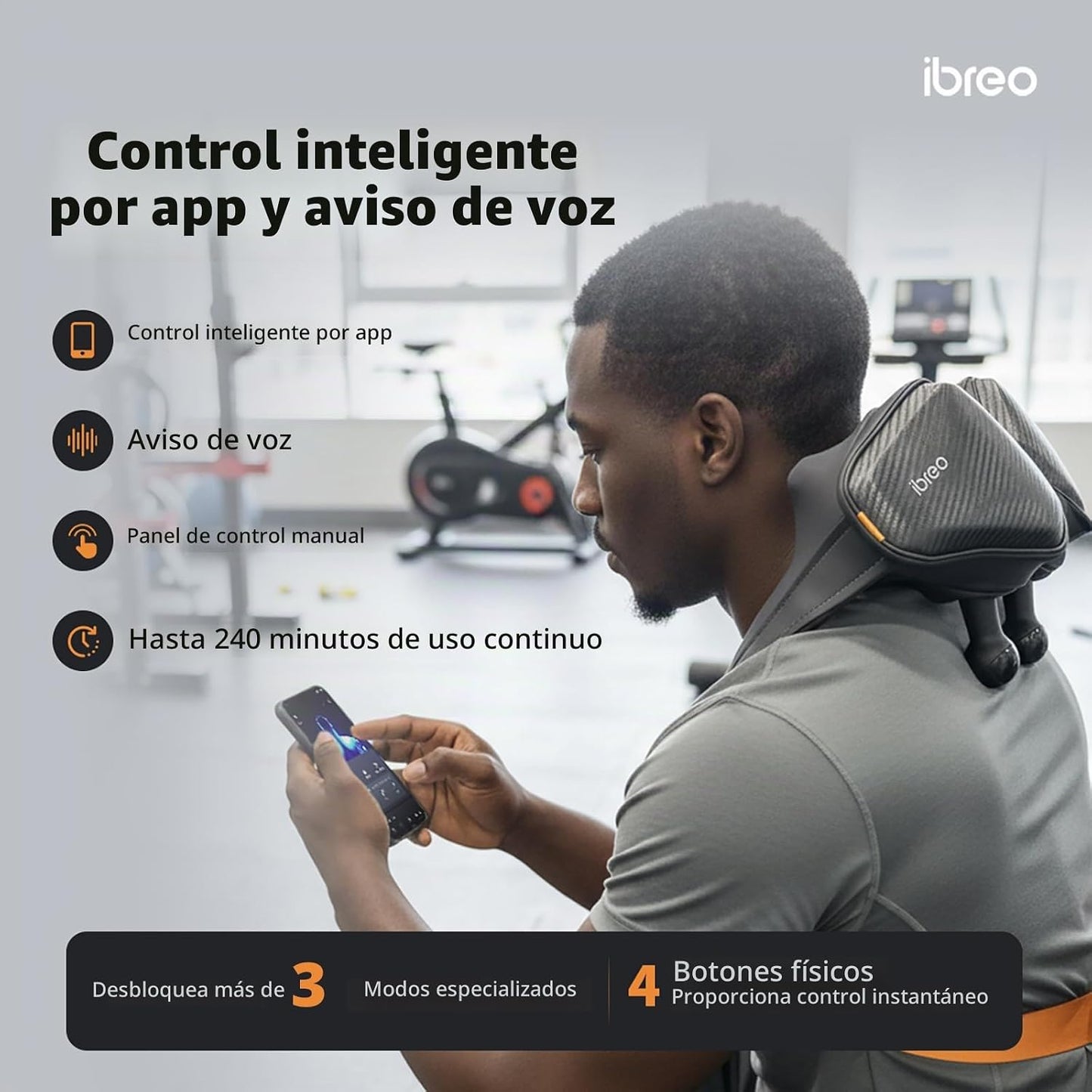 Masajeador Shiatsu inteligente calentado para cuello y espalda, hab...