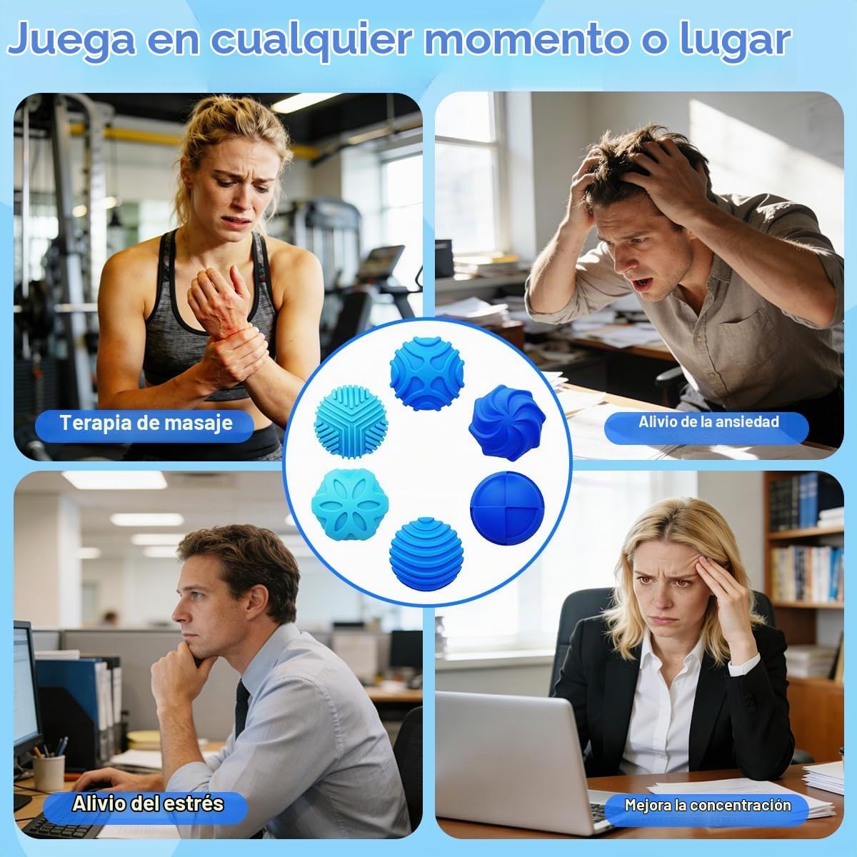 Bolas magnéticas de silicona para adultos y adolescentes, 6 juguete...