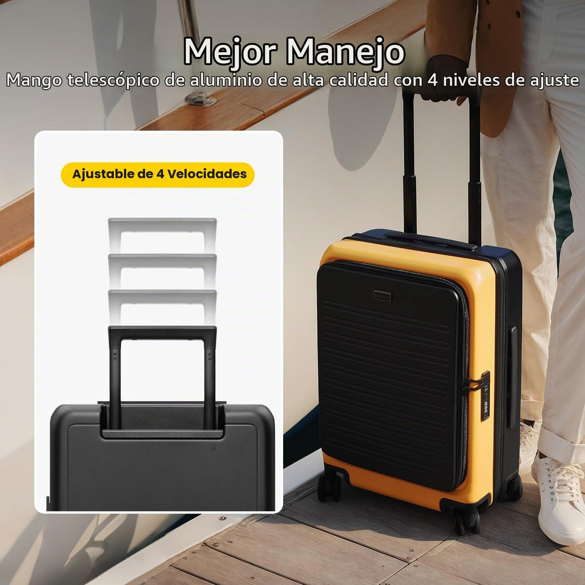LEVEL8 Equipaje de mano Adventure Classic, Amarillo, 20 pulg. | Un...