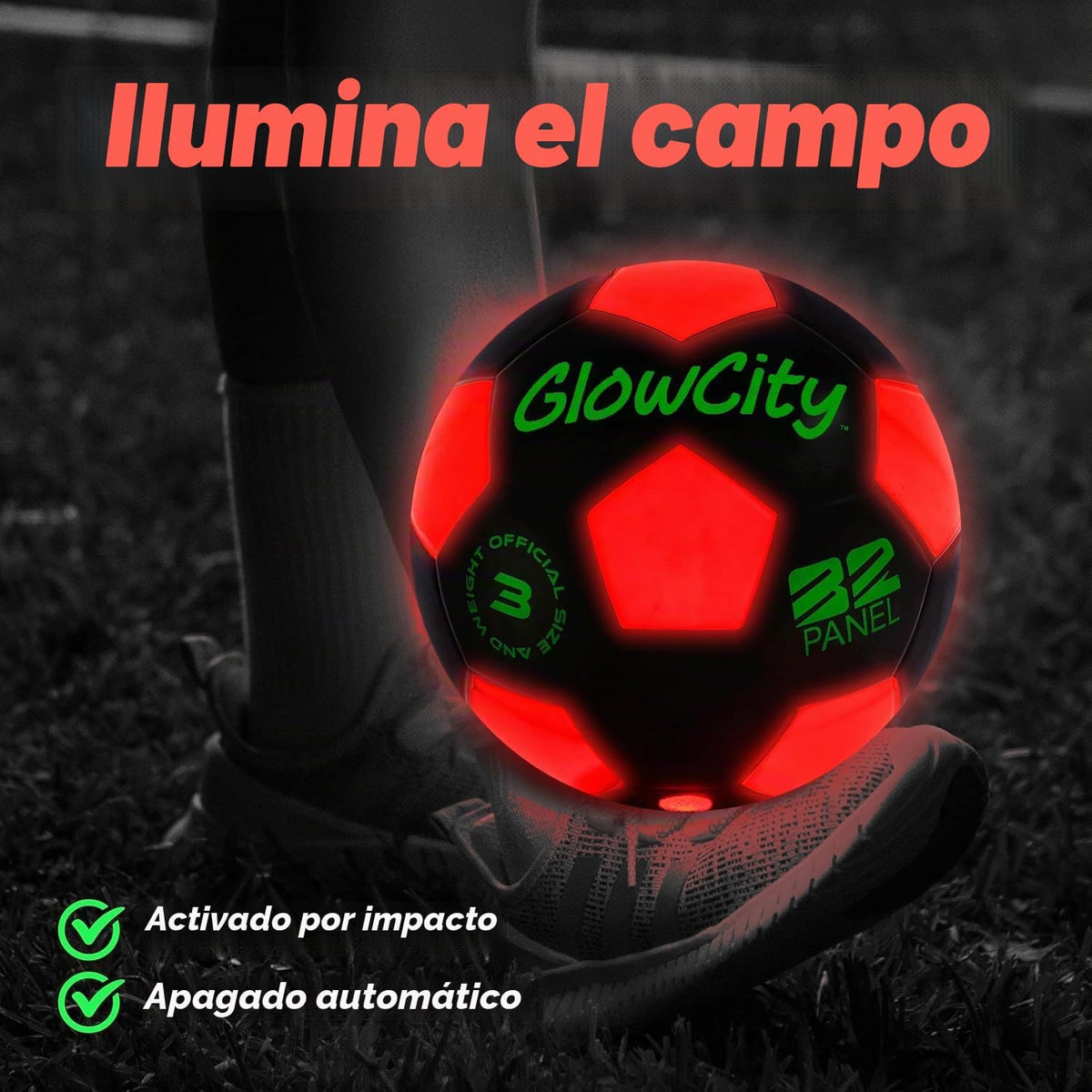 GlowCity Balón de fútbol que brilla en la oscuridad - Tamaños 3, 4,...