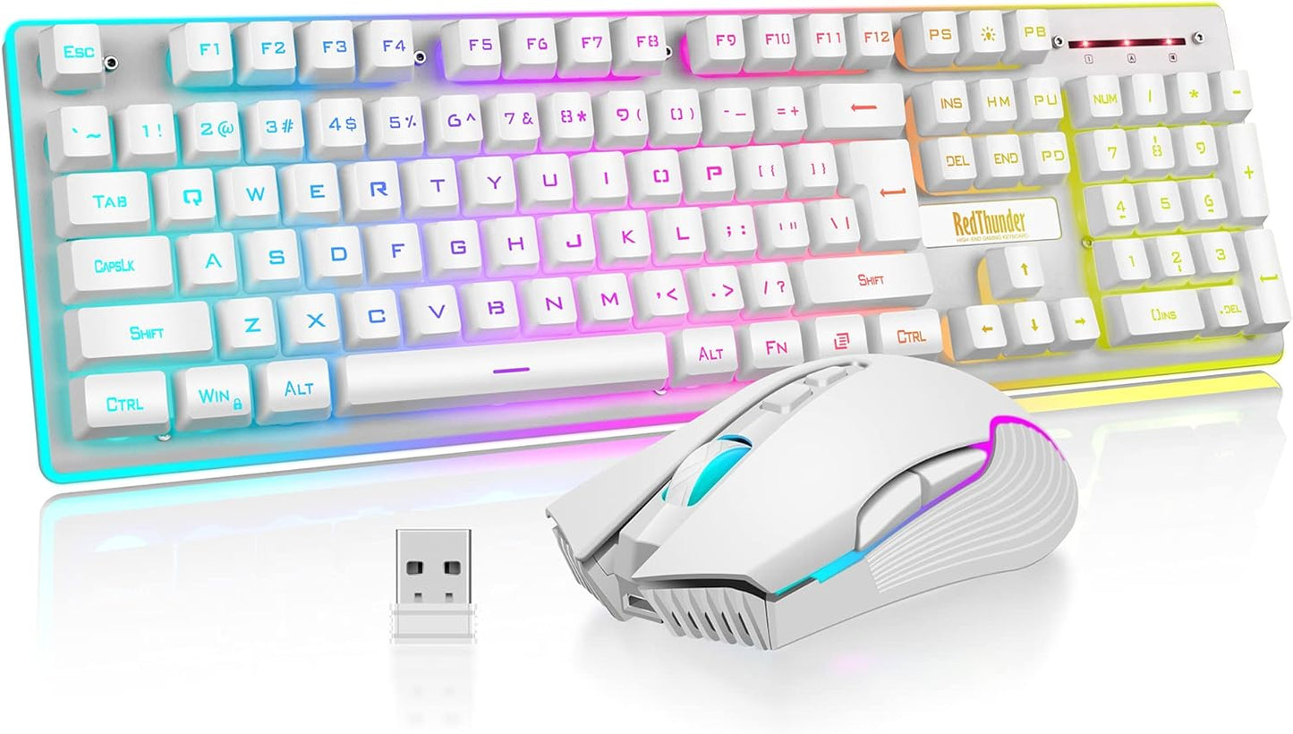 RedThunder K10 Combo de Teclado y Ratón Inalámbrico para Juegos, Re...