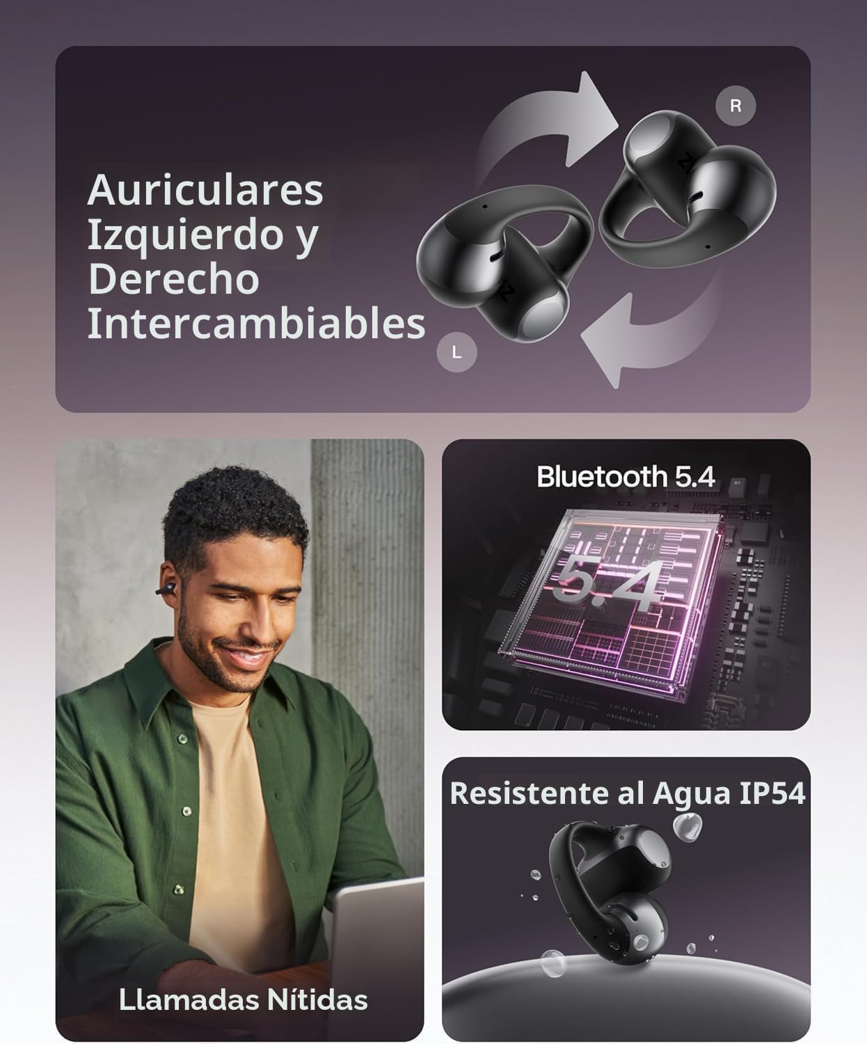 SHOKZ OpenDots ONE - Auriculares de oído abierto, Auriculares de cl...