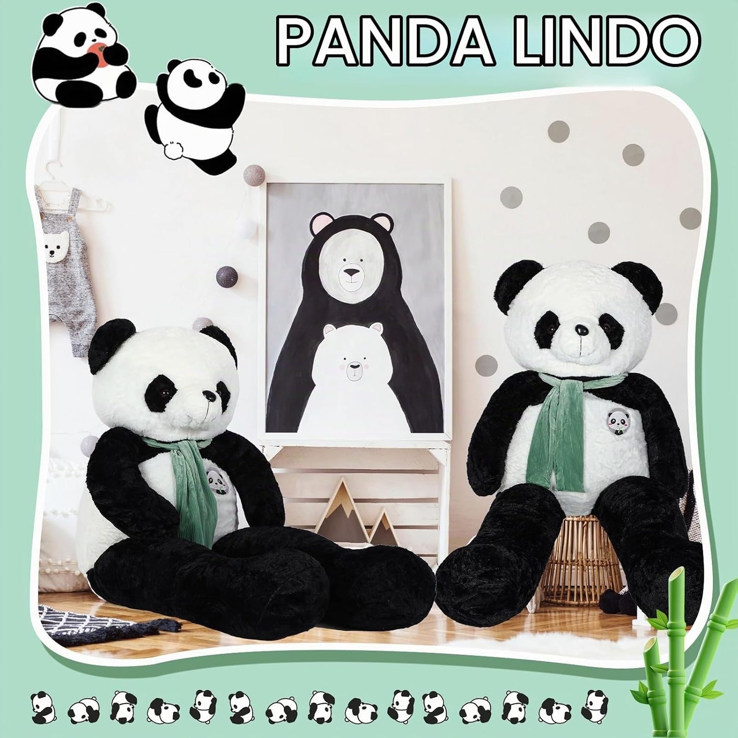 RoundFunny Oso de panda gigante de 63 pulgadas de alto, animal de p...