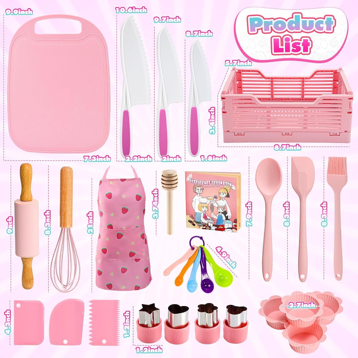 Juego de Cocina y Repostería para Niños Real y Delantal para Niños...