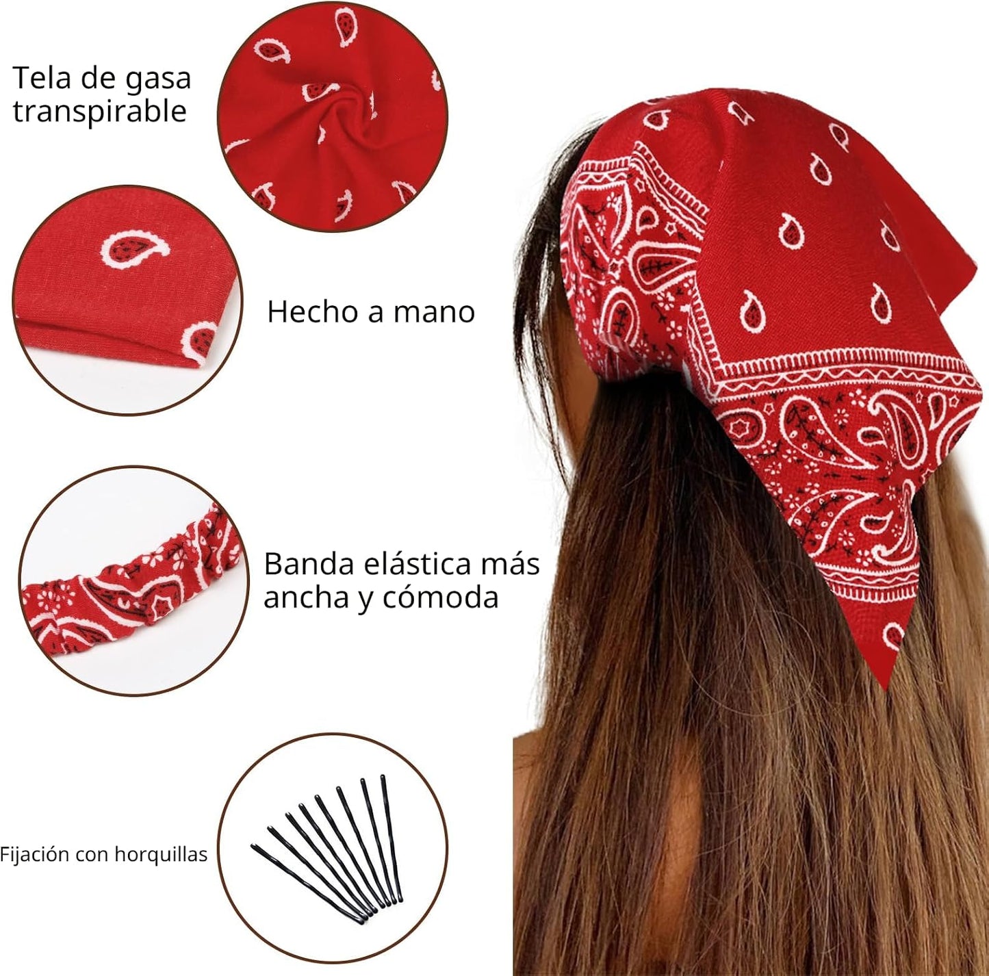 WOVOWOVO 8 unidades de diademas y bufandas para el cabello para muj...