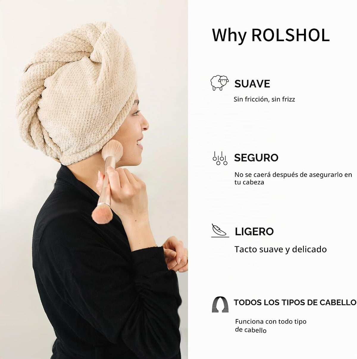 ROLSHOL Paquete de 4 Toallas Envolventes de Microfibra Extra Grande...