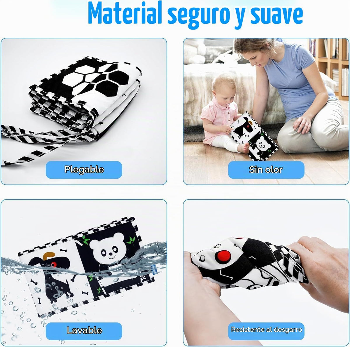 FELSOOGRE 7 piezas de juguetes para bebés de alto contraste en blan...