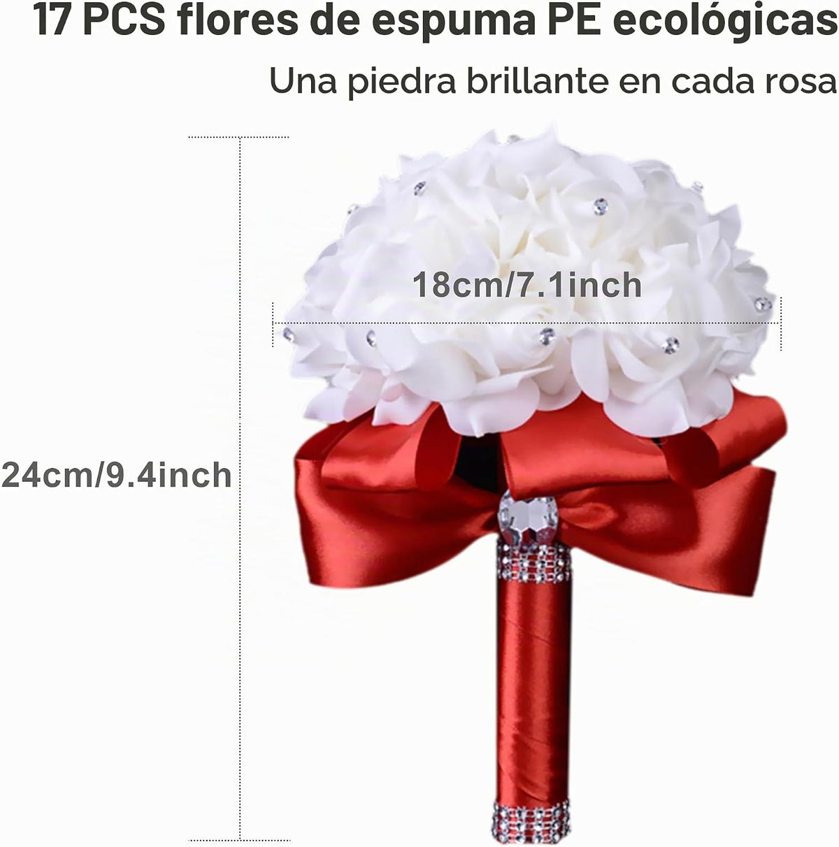 Ramilletes de boda de Eldwviz para novia en blanco, ramo de boda pa...
