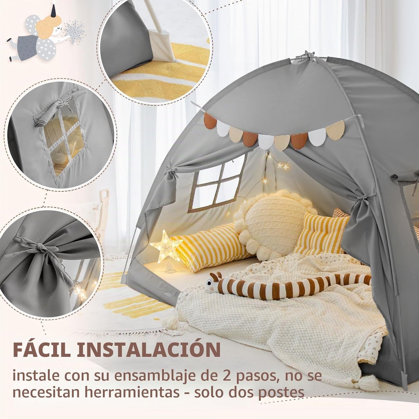 Tienda de campaña de cama Sherilyn con dosel para litera de tamaño...