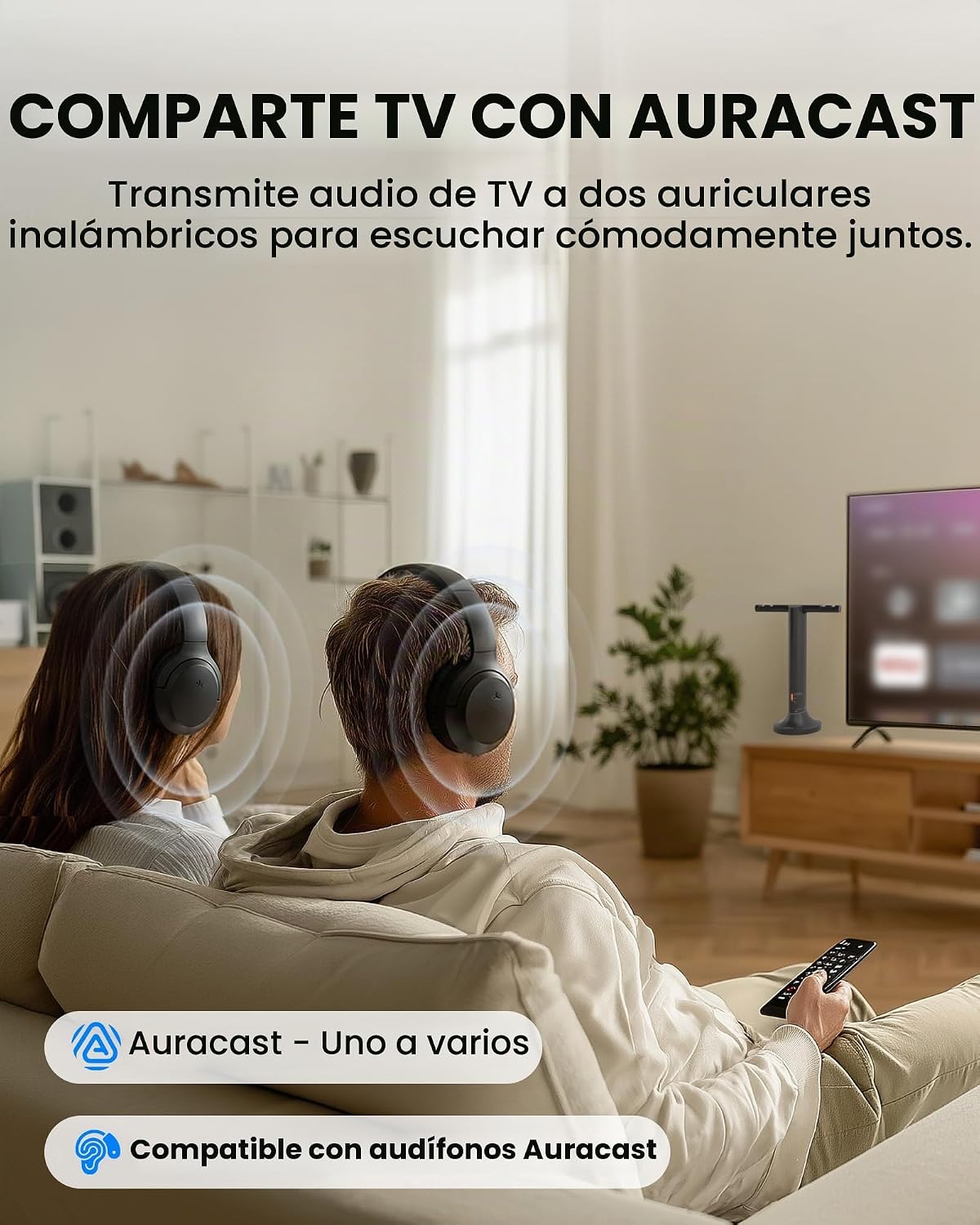 Avantree Duet Aura Auracast - Auriculares inalámbricos duales para...