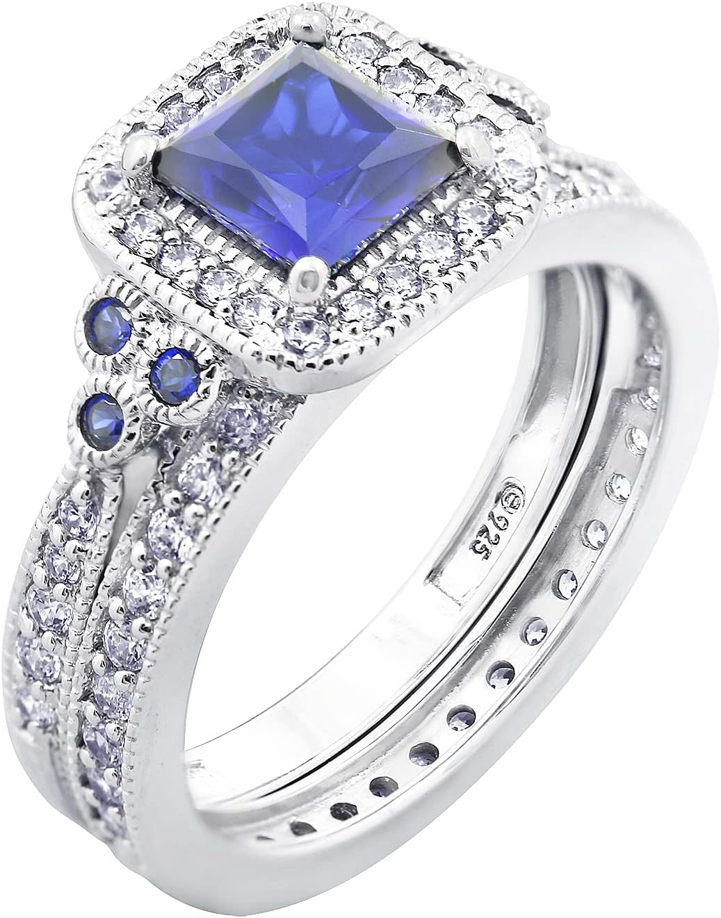 Amazon Essentials Anillo antiguo de plata de ley chapada en platino...