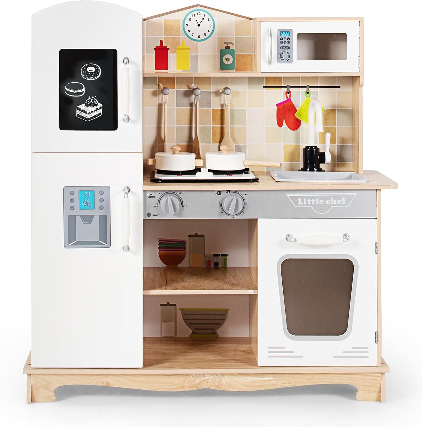 HONEY JOY Juego de cocina para niños, cocina de madera para niños p...