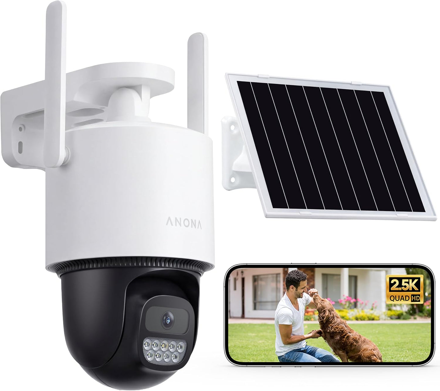 Anona Orbis - Cámara de seguridad solar inalámbrica para exteriores...